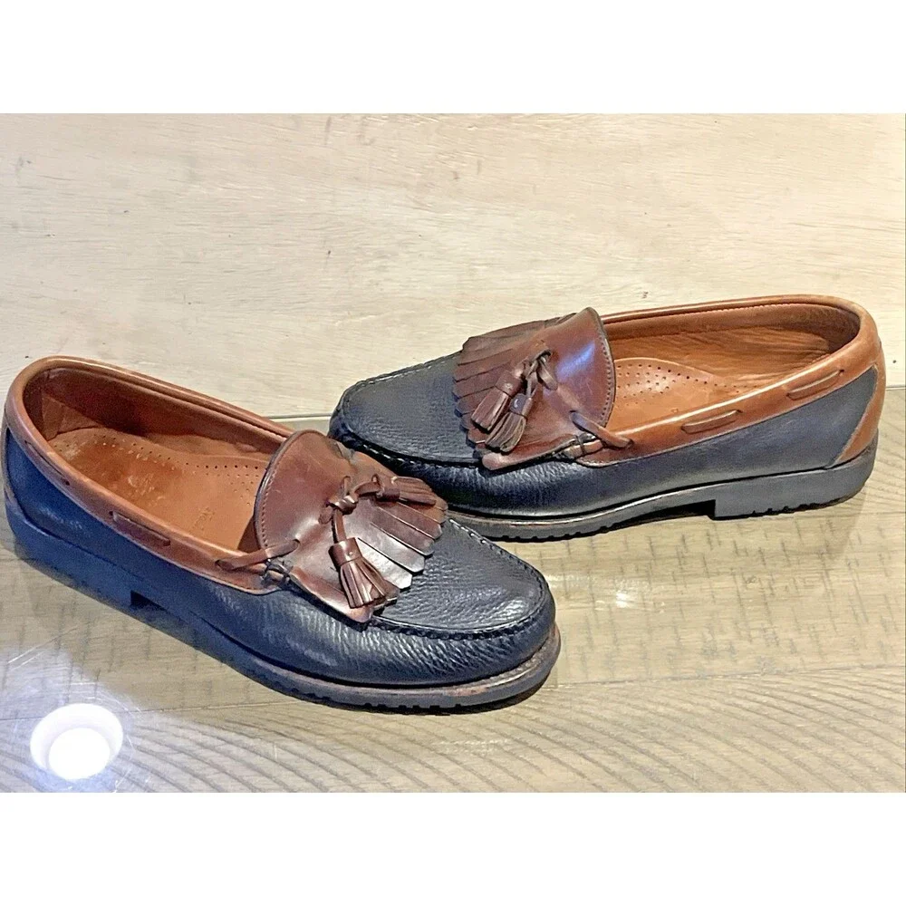 Allen Edmonds Moccasin Loafers Shoes Mens Sz 10 D Leather Black Brown Nashua tas